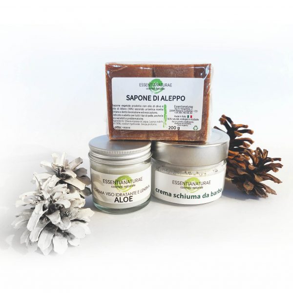 CONFEZIONE REGALO 3: CREMA VISO, CREMA DA BARBA E SAPONE DI ALEPPO